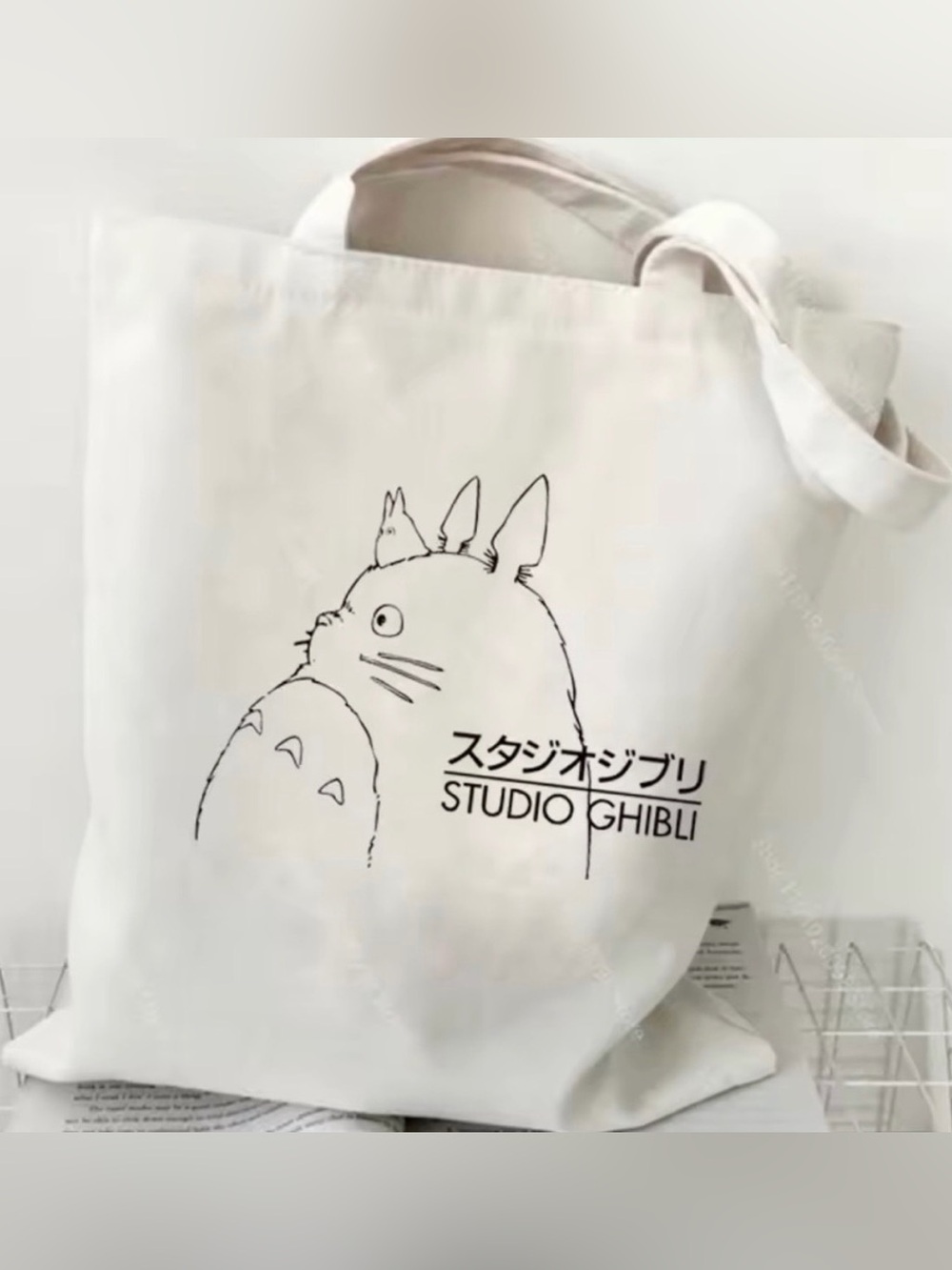 Studio Ghibli Totoro Illustration on Whit Tote NWOT